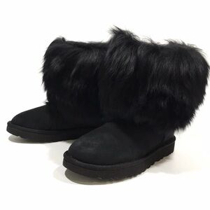 UGG Women's Classic Short Sheepskin Cuff Mongolian Black Suede Boots Size 10
